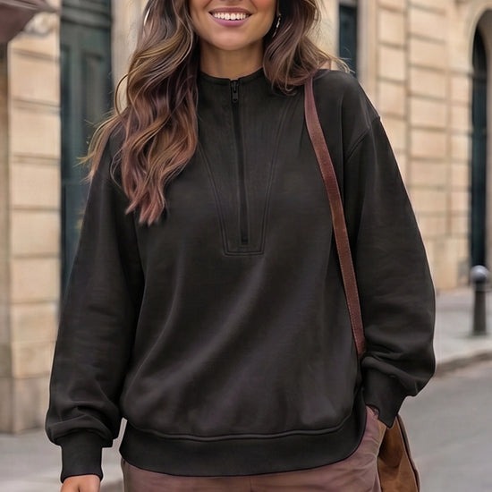 Mock Turtleneck Half Zip Sweatshirts - Fisoew