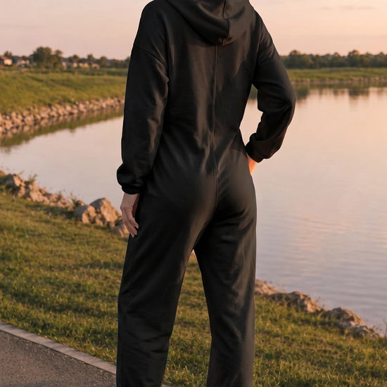 Zip Up Hoodie With Jogger One Piece Jumpsuits - Fisoew