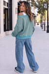 V Neck Long Sleeve Wrap Sweatshirt