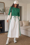 Long Sleeve Striped Drawstring Maxi Dresses