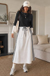 Long Sleeve Striped Drawstring Maxi Dresses