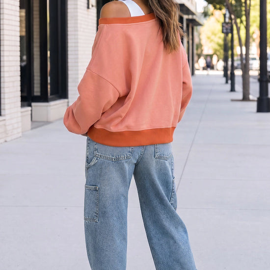 Reversible Wrap Long Sleeve Sweatshirt - Fisoew