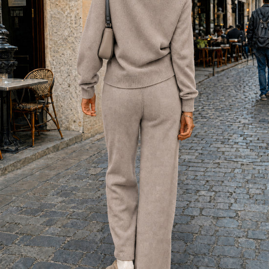 Off-Shoulder Sweaters With Drawstring Pants Set - Fisoew