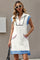 Womens White Half-Zip Contrast Casual Mini Dress Fisoew - Fisoew