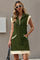 Womens Army Green Half-Zip Contrast Casual Mini Dress Fisoew - Fisoew