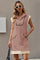 Womens Nude pink Half-Zip Contrast Casual Mini Dress Fisoew - Fisoew