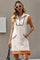 Womens Beige Half-Zip Contrast Casual Mini Dress Fisoew - Fisoew