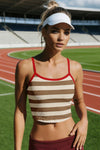 Fisoew Women's Red Striped Crop Sleeveless Tank Tops - Fisoew