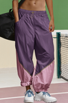 Womens Violet Elastic Waist Color Block Pants Fisoew - Fisoew