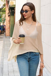 Fisoew Women's Apricot Sheer Lightweight Knit  Poncho Top - Fisoew