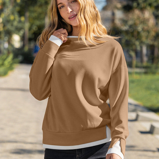 Faux Layered Oversized Sweatshirts - Fisoew