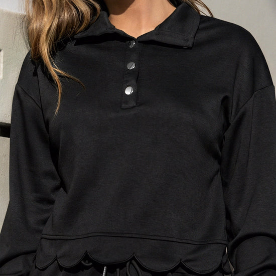 Crop Tops With Shorts Ruffle Trim Solid Sets - Fisoew