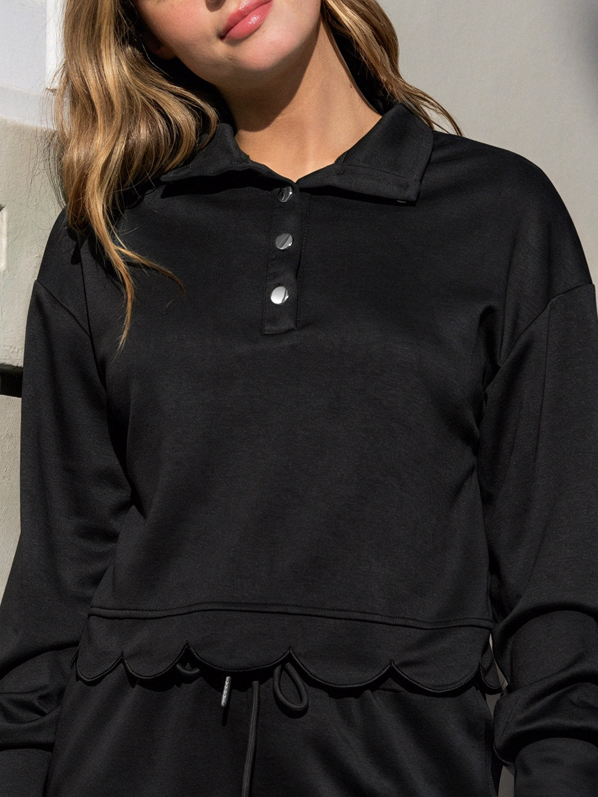 Crop Tops With Shorts Ruffle Trim Solid Sets - Fisoew