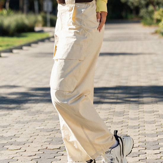 Wide Leg with Pockets Cargo Pants - Fisoew