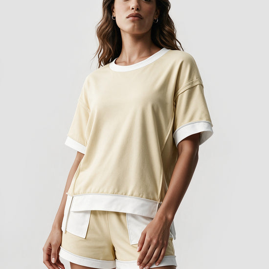 Color Block Lounge Short Set - Fisoew