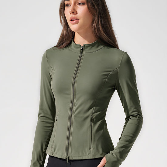 Lightweight Zip Up Stand Collar Jacket - Fisoew