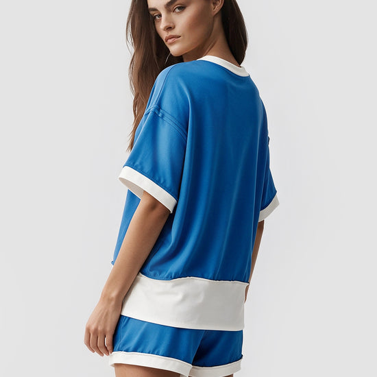 Color Block Lounge Short Set - Fisoew