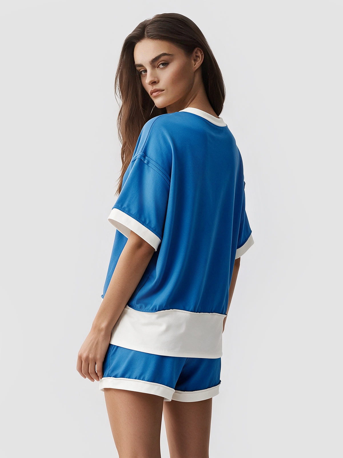 Color Block Lounge Short Set - Fisoew