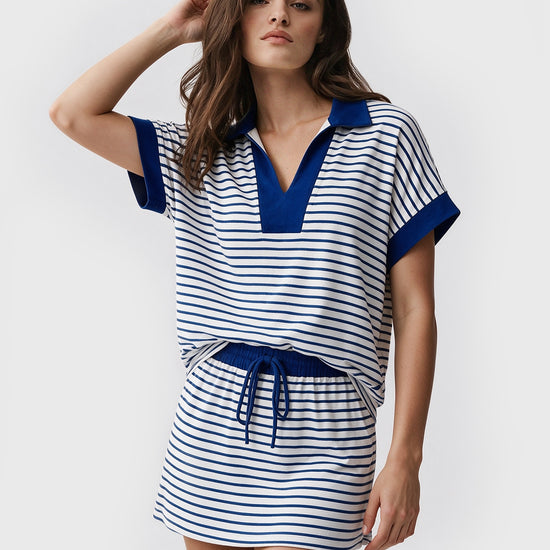 Striped Sweatshirt Skirt 2 Piece Outfits - Fisoew
