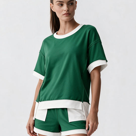 Color Block Lounge Short Set - Fisoew
