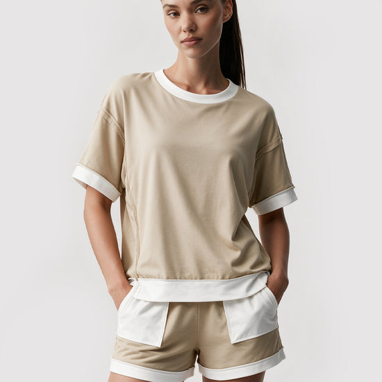 Color Block Lounge Short Set - Fisoew