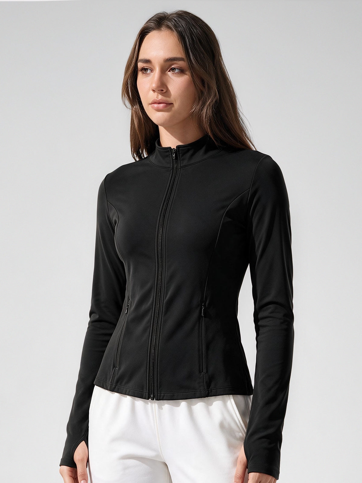 Lightweight Zip Up Stand Collar Jacket - Fisoew