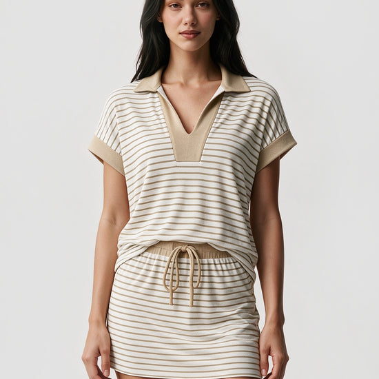 Striped Sweatshirt Skirt 2 Piece Outfits - Fisoew