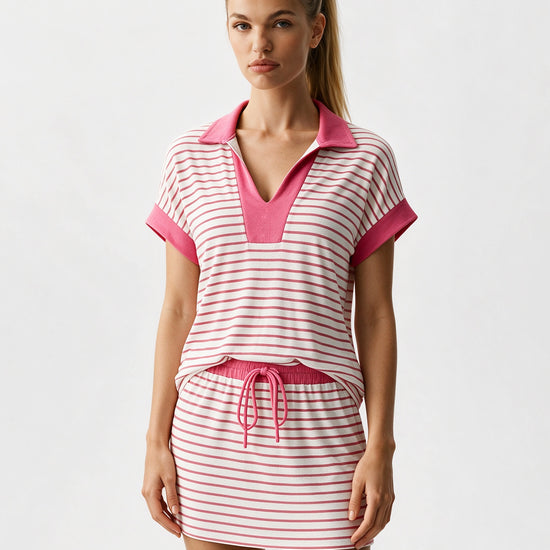 Striped Sweatshirt Skirt 2 Piece Outfits - Fisoew