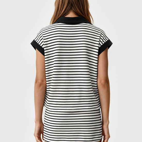 Striped Sweatshirt Skirt 2 Piece Outfits - Fisoew