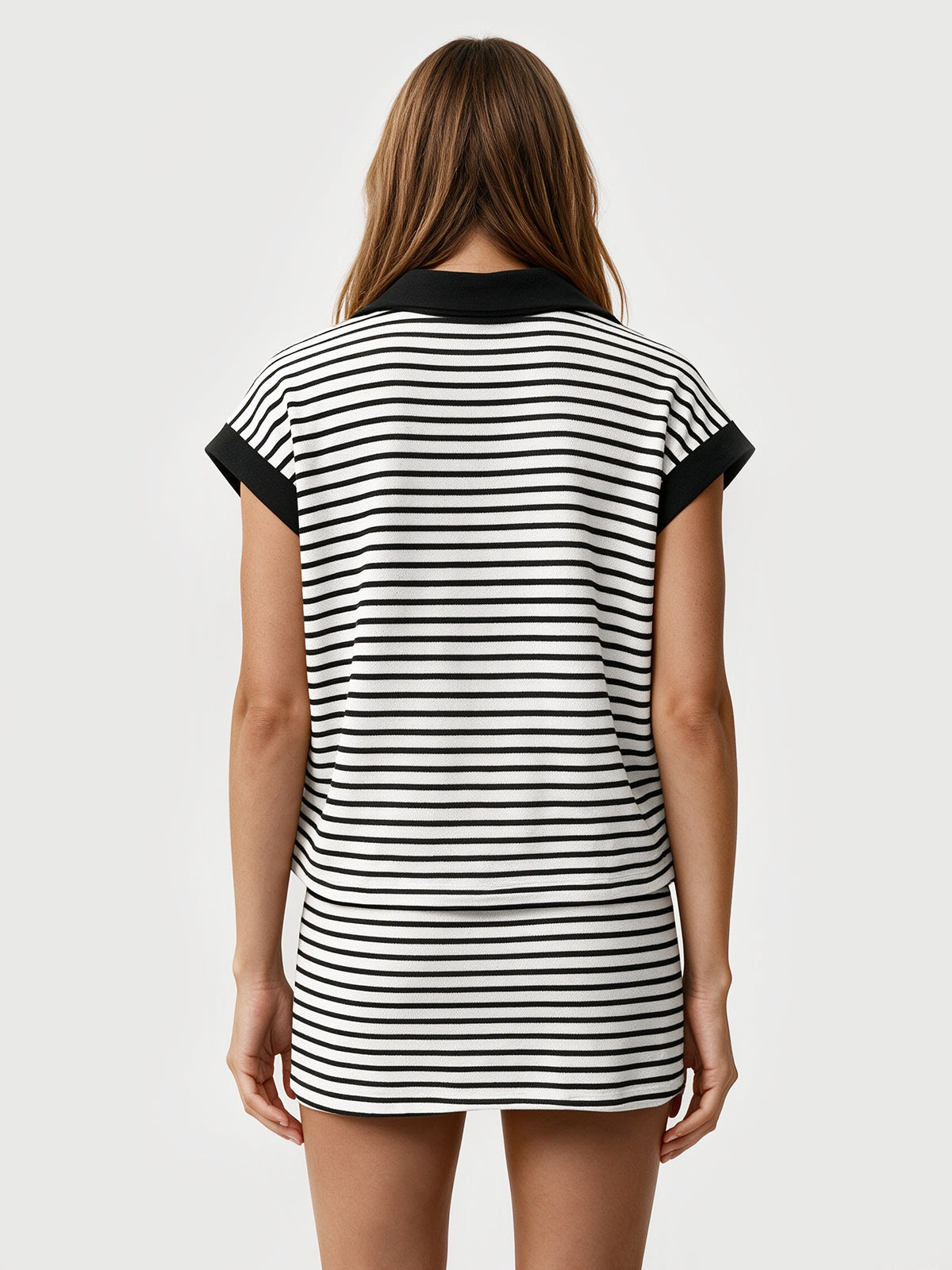 Striped Sweatshirt Skirt 2 Piece Outfits - Fisoew