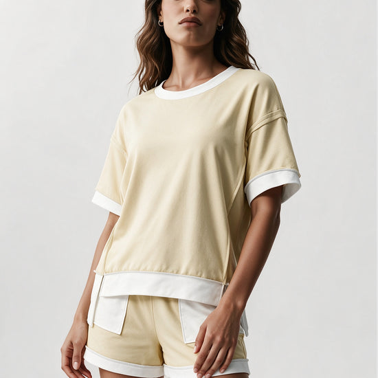 Color Block Lounge Short Set - Fisoew