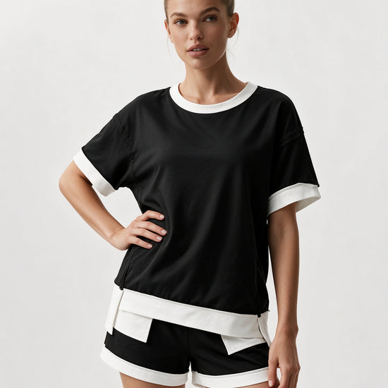 Color Block Lounge Short Set - Fisoew