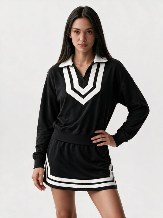 Half Zip Sweatshirt With Skirt Sets
