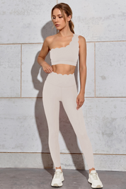 Fisoew Women's Grey High Waisted Leggings Workout Sets - Fisoew