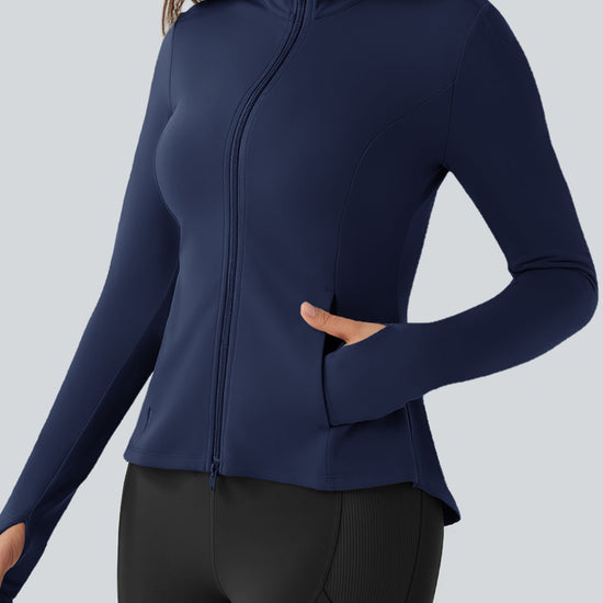 Lightweight Zip Up Stand Collar Jacket - Fisoew