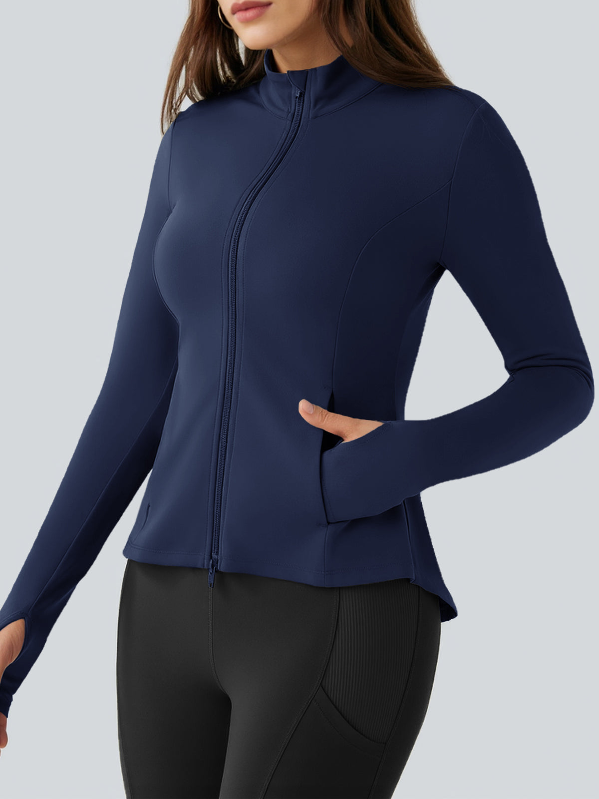 Lightweight Zip Up Stand Collar Jacket - Fisoew