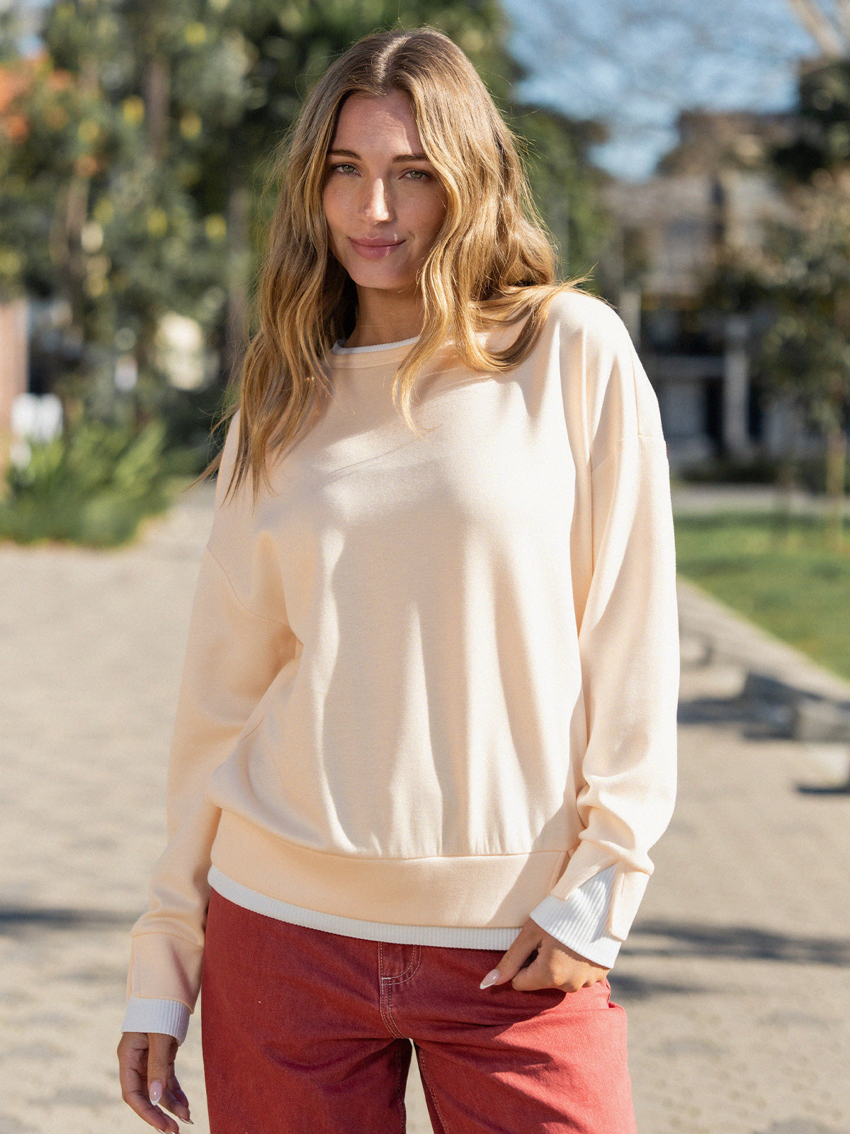 Faux Layered Oversized Sweatshirts - Fisoew