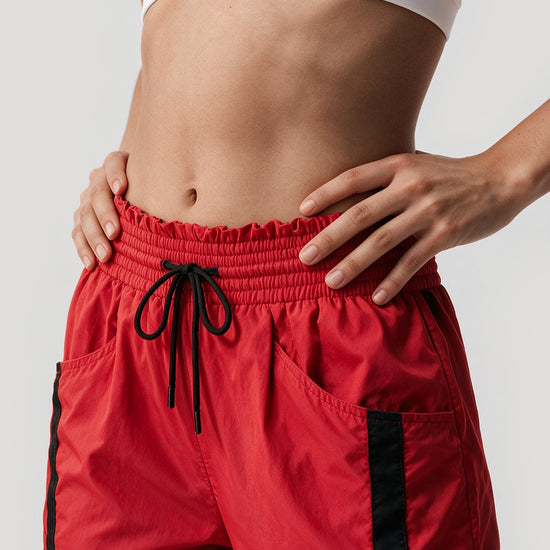 Drawstring Elastic Contrast Color Pants - Fisoew