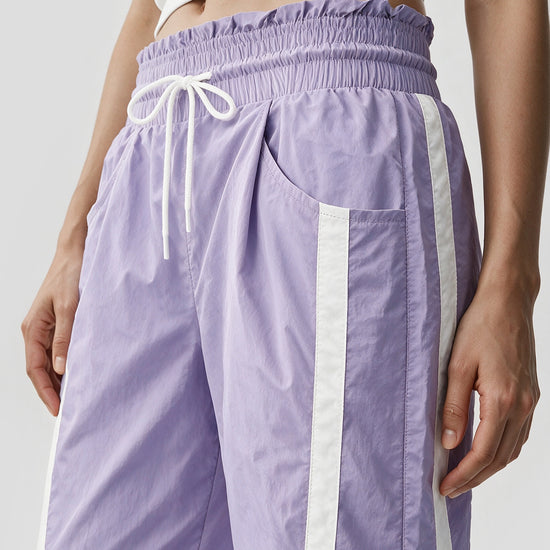 Drawstring Elastic Contrast Color Pants - Fisoew