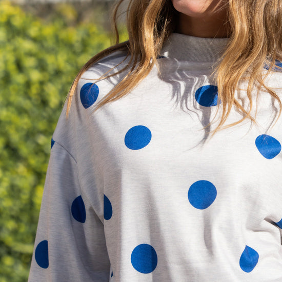 Mock Neck Long Sleeve Polka Dot Sweatshirts - Fisoew