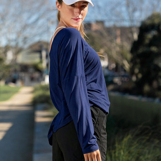 Off Shoulder Solid Long Sleeve T-Shirts - Fisoew