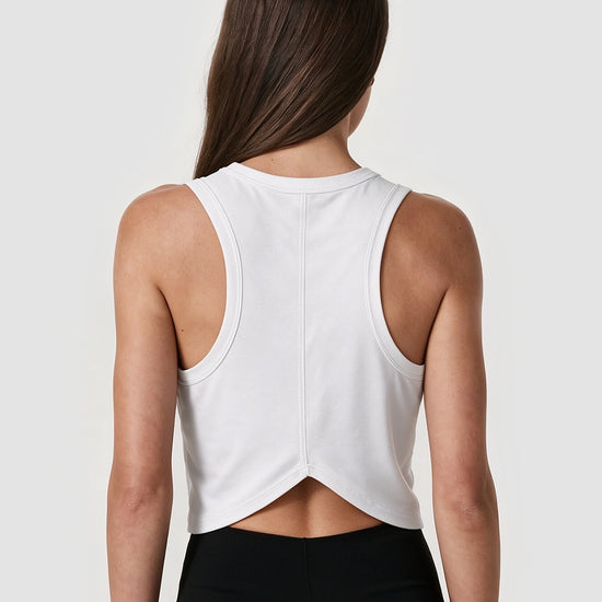White Workout Cropped Tank Tops - Fisoew