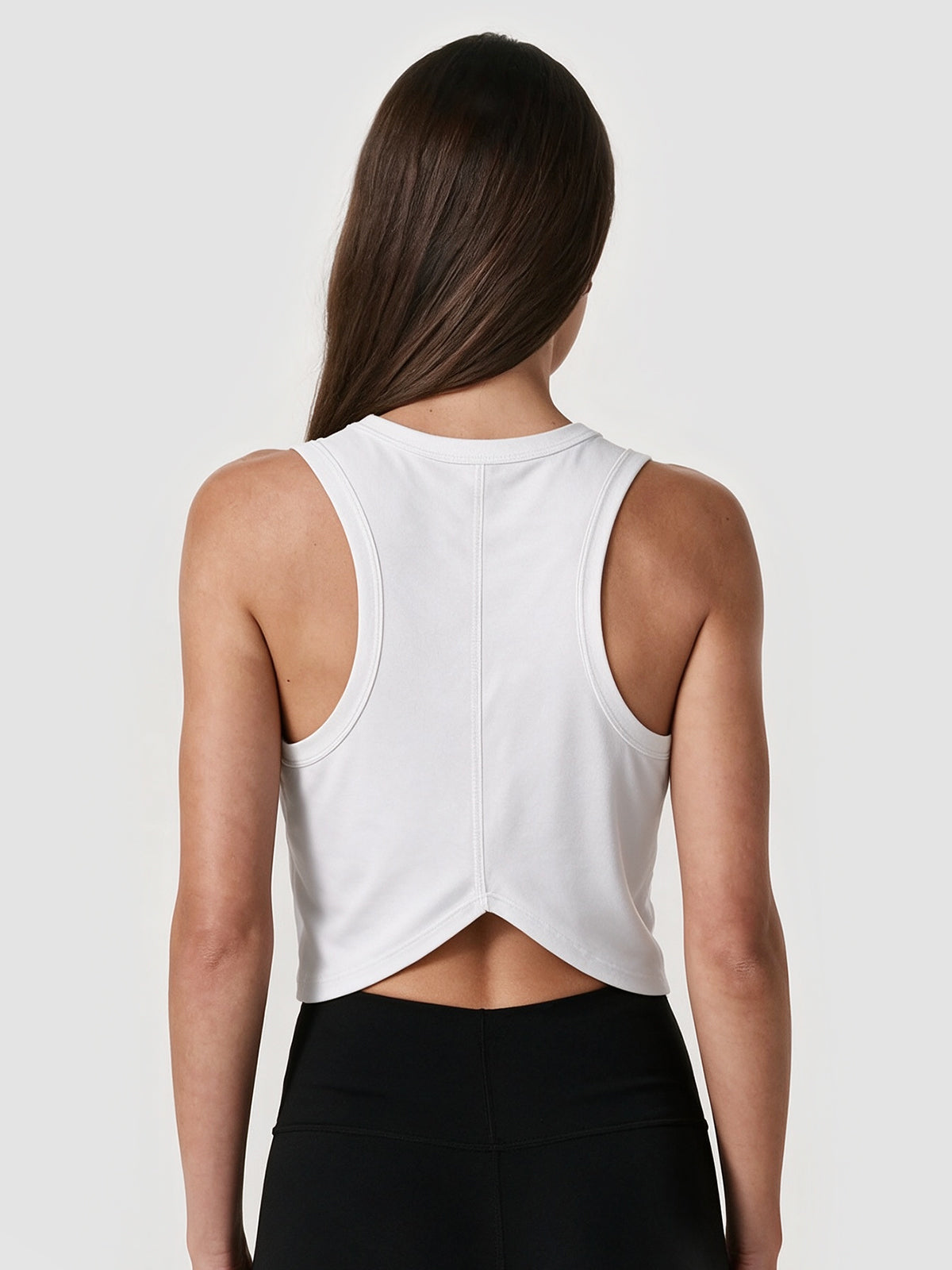 White Workout Cropped Tank Tops - Fisoew