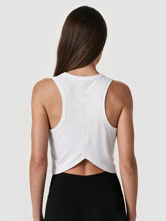 White Workout Cropped Tank Tops - Fisoew