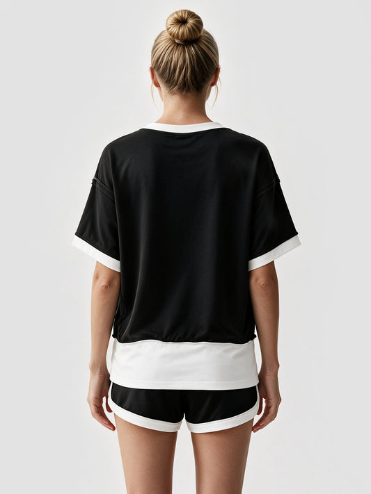 Color Block Lounge Short Set - Fisoew