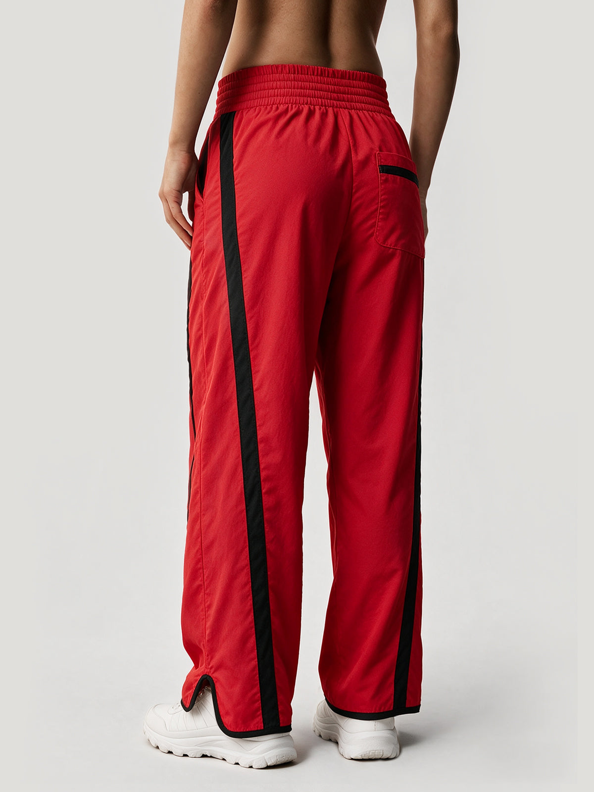 Drawstring Elastic Contrast Color Pants - Fisoew