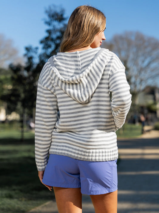 Striped Zip Up Hoodie Long Sleeve Cardigans