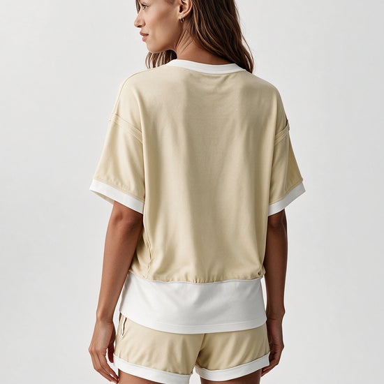 Color Block Lounge Short Set - Fisoew