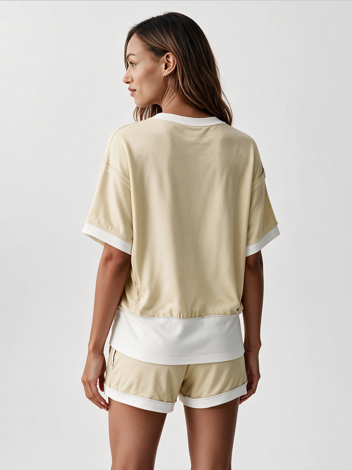 Color Block Lounge Short Set - Fisoew