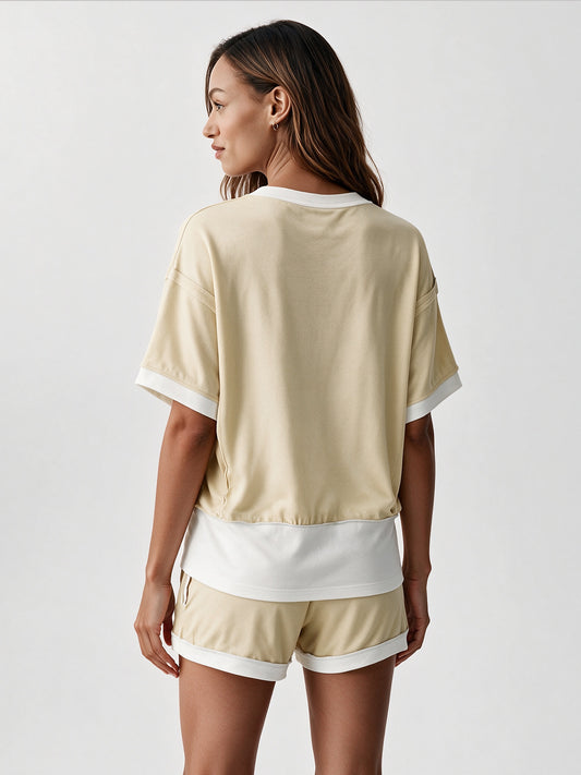 Color Block Lounge Short Set  Fisoew